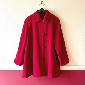 Vintage Kristen Blake Red Lambswool Cashmere Duffle Coat Dolman Women's L